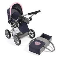Bayer Chic Poppenwagen leni combi (donkerblauw met hartje) - thumbnail