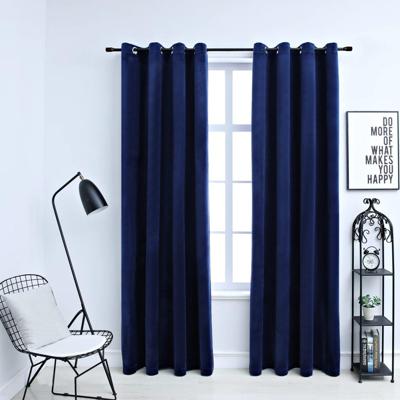 VidaXL Gordijn verduisterend met ringen 2 st 140x245 cm fluweel blauw VidaXL Gordijn verduisterend met ringen 2 st 140x245 cm fluweel blauw