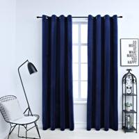 VidaXL Gordijn verduisterend met ringen 2 st 140x245 cm fluweel blauw - thumbnail