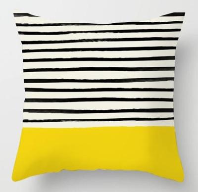 2 stuks 45x45cm geel gestreepte kussensloop geometrische gooien kussen kussensloop afdrukken Cushion kussen zaak slaapkamer Office grootte: 450 * 450
