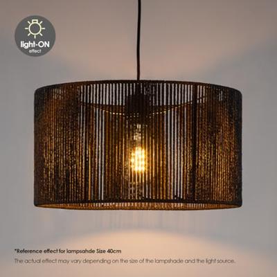 Papieren Woven Lampenkap - Cilindrisch - Black - Moderne stijl - ø40 x 22 cm - E27 fitting - Voor Staand Lamp - Ontworpen voor woonkamer en eetkamer