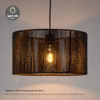 Papieren Woven Lampenkap - Cilindrisch - Black - Moderne stijl - ø40 x 22 cm - E27 fitting - Voor Staand Lamp - Ontworpen voor woonkamer en eetkamer - thumbnail