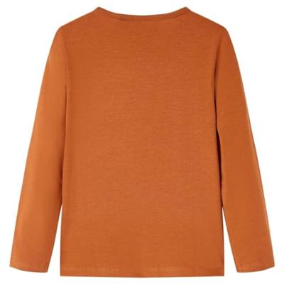 Kindershirt met lange mouwen hertenprint 92 cognackleurig