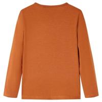 Kindershirt met lange mouwen hertenprint 92 cognackleurig - thumbnail