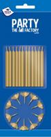Taartkaarsjes 12 stuks + houders goud 12 stuks - thumbnail
