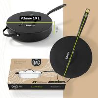 BE Living Hapjespan met deksel ø 28 cm - keramische anti-aanbaklaag - PFAS-vrij - geschikt voor alle warmtebronnen - zwart - thumbnail