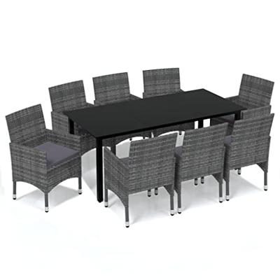 9-delige Tuinset met kussens poly rattan grijs - thumbnail