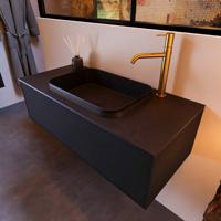 Badkamermeubelset Mondiaz Erin 100 cm met 1 Lade met RIDGE Wastafel Midden Urban met 1 kraangat Greeploos Mat Urban - thumbnail