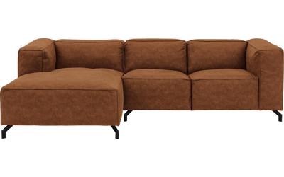 Goossens Bank Calvin cognac, micro leer, 2-zits, modern design