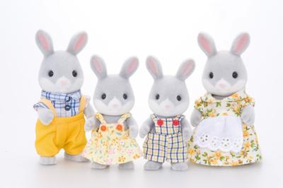 Set Poppen Sylvanian Families Family Gray Rabbit