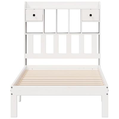 Bed met boekenkast zonder matras grenenhout wit 90x190 cm - thumbnail