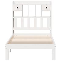 Bed met boekenkast zonder matras grenenhout wit 90x190 cm - thumbnail