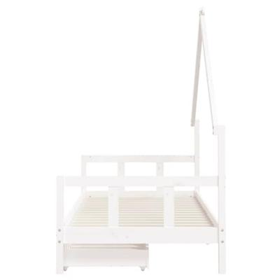 Kinderbedframe met lades 90x200 cm massief grenenhout wit