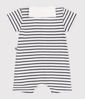 Combicourte baby met trui-kraag PETIT BATEAU in gestreept katoen marineblauw - thumbnail