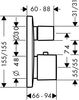 Hansgrohe Puravida inbouwmengkraan afbouwdeel, chroom glans, toepassing douchethermostaat Hansgrohe Puravida inbouwmengkraan afbouwdeel, chroom glans, toepassing douchethermostaat