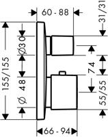 Hansgrohe Puravida inbouwmengkraan afbouwdeel, chroom glans, toepassing douchethermostaat - thumbnail