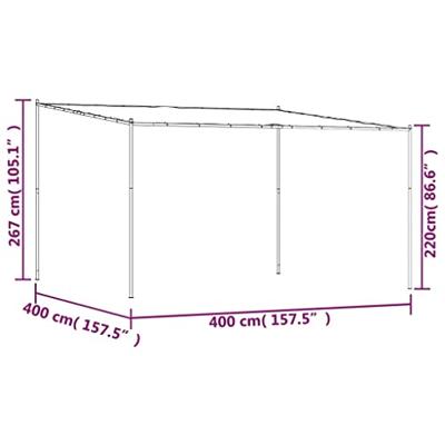 Prieel 4x4 m 180 g/m² stof en staal wit