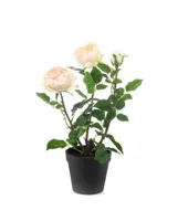 Kunstplant Roos in pot Perzik - 40cm - thumbnail