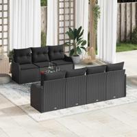 Tuinbankenset met kussen 8 pcs Zwart poly rattan - thumbnail