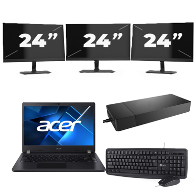 Acer TravelMate P214-53 - Intel Core i3-11e Generatie - 14 inch - 8GB RAM - 256GB SSD - Windows 11 Home + 3x 24 inch Monitor Acer TravelMate P214-53 - Intel Core i3-11e Generatie - 14 inch - 8GB RAM - 256GB SSD - Windows 11 Home + 3x 24 inch Monitor