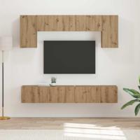 Tv-meubelset Wandgemonteerd 4 pcs Oudhout Bewerkt hout - thumbnail