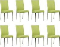 Set van 8 Felgroene leren moderne eetkamerstoelen Comfort - Hermes Leer Lime (felgroen leer) - thumbnail