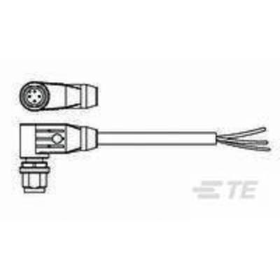 TE Connectivity 2273098-3 Sensor/actuator connector, geassembleerd M12 Aantal polen (sensoren): 4 Stekker, haaks 5.00 m 1 stuk(s)
