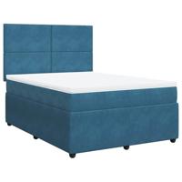 Boxspring met matras fluweel donkerblauw 160x200 cm - thumbnail