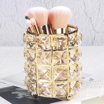 2 PC'S Crystal potlood houder opslag buis voor cosmetische borstel (goud)