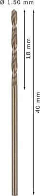 Bosch Accessoires Metaalboren HSS-Co, Standard 1,5 x 18 x 40 mm 10st - 2608585873 Bosch Accessoires Metaalboren HSS-Co, Standard 1,5 x 18 x 40 mm 10st - 2608585873