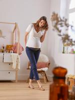 7/8 rechte en naadloze zwangerschapsjeans met band ruw denim - thumbnail