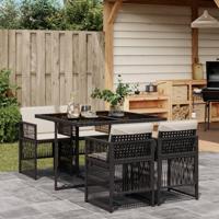 5-delige Tuinset met kussens poly rattan zwart - thumbnail