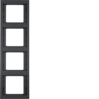 Berker K1 afdekraam 4 voudig antraciet mat gelakt let op verticaal - thumbnail