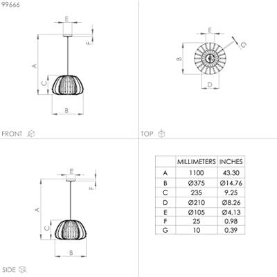 Eglo Hanglamp Ø 37,5cmEncinitos zwart met goud - 99666