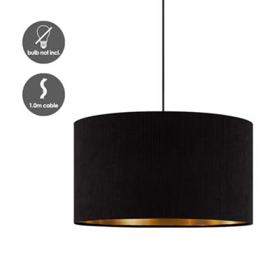 Scandinavische stijl Hanglamp - Corduroy Lampenkap - Cilinder - Black - ø40 x 126 cm - E27 Fitting - Geschikt voor Woonkamers en slaapkamers - Inclusief 1 meter kabel