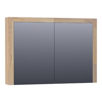 Brauer Rise Spiegelkast 100 cm - zonder Verlichting - Met 2 Dubbelzijdige Spiegeldeuren - Vingerlas Eiken Grijs