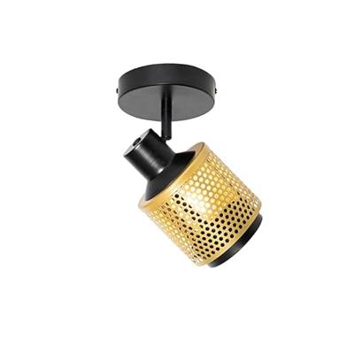 QAZQA Industriële spot zwart met goud - Kayden