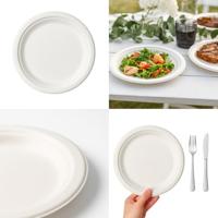 Bord pure, rond, wit, diameter 23 cm, uit suikerriet, pak van 50 stuks - thumbnail