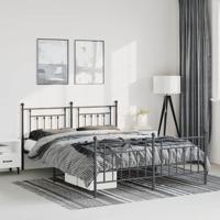 Bedframe met hoofd- en voeteneinde metaal zwart 135x190 cm - thumbnail