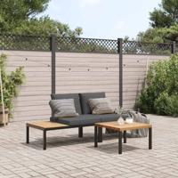 3-delige Loungeset met kussens aluminium zwart - thumbnail