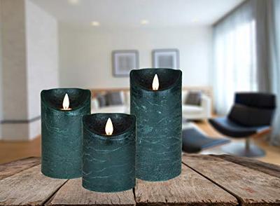 LED Kaars Wax Antiek Groen 15cm - thumbnail