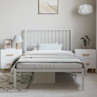 Bedframe met hoofdbord metaal wit 100x200 cm - thumbnail