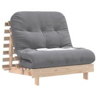 Futon slaapbank met matras 80x206x11 cm massief grenenhout - thumbnail