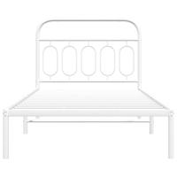 Bedframe met hoofdbord metaal wit 107x203 cm - thumbnail