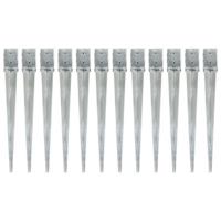 Grondpinnen 12 st 10x10x91 cm gegalvaniseerd staal zilverkleurig - thumbnail