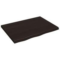 Wastafelblad 80x60x(2-4) cm behandeld massief hout donkerbruin - thumbnail