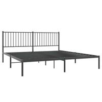 Bedframe met hoofdbord metaal zwart 183x213 cm - thumbnail