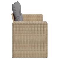 Tuinbank 2-zits met kussens poly rattan beige - thumbnail