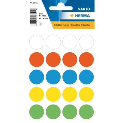 Etiket HERMA 1881 rond 19mm assorti 100stuks