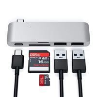 SATECHI Aluminium Type-C USB 3.0 3-in-1 Combo Hub Met USB-C Pass-Through - Voor M2/ M1 Macbook Pro/Air, M2/ M1 iPad Pro/Air, M2 Mac Mini, iMac M1 (Zilver) - thumbnail